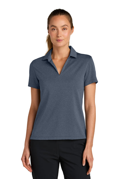 Front View of NavyHthr Nike Women's Dri-FIT Smooth Heather Polo NKFQ4793