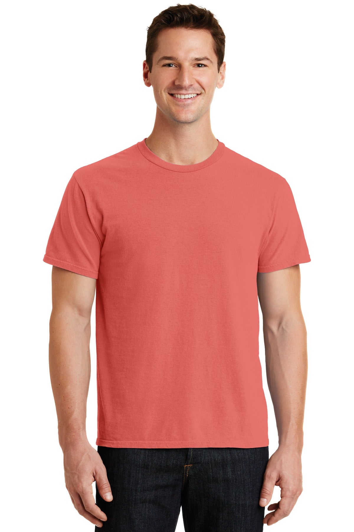 Front View of Nectar Port & Co Beach Wash Garment-Dyed Tee. PC099
