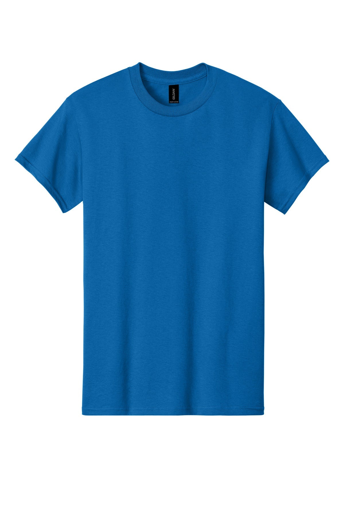 Front View of Neon Blue Gildan - Heavy Cotton 100% Cotton T-Shirt. 5000