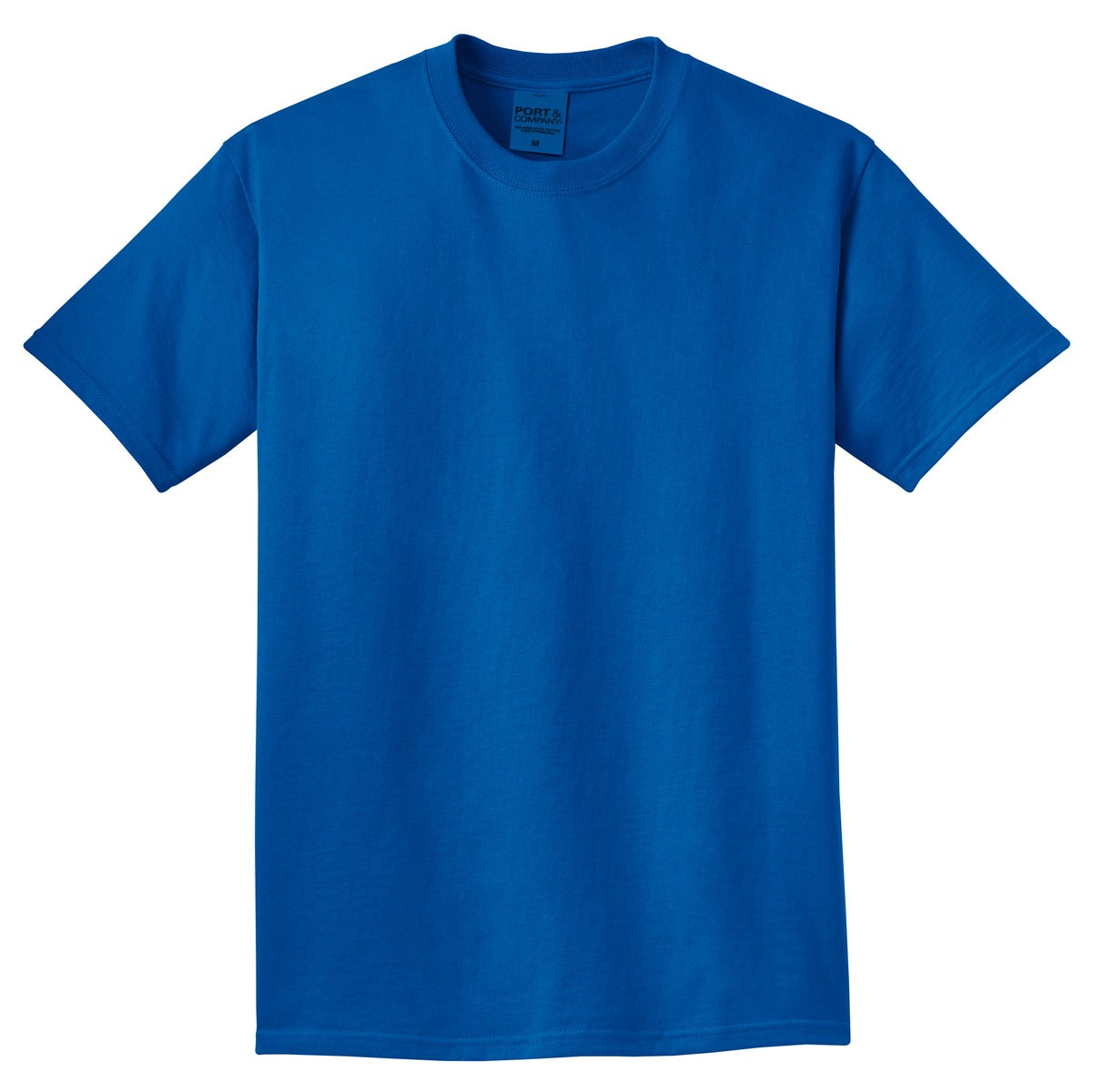 Front View of Neon Blue Port & Co Beach Wash Garment-Dyed Tee. PC099
