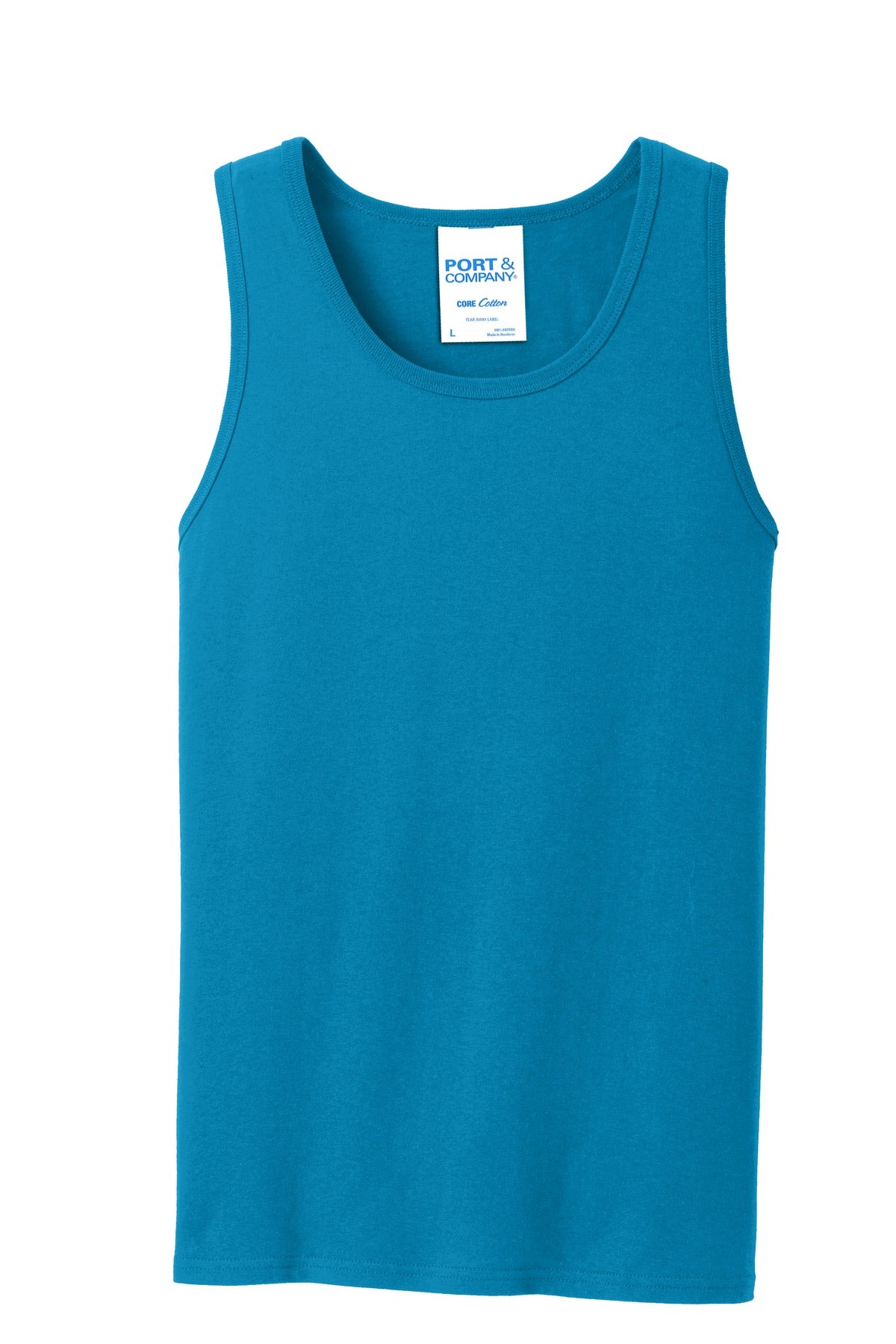 Front View of Neon Blue Port & Co Core Cotton Tank Top. PC54TT