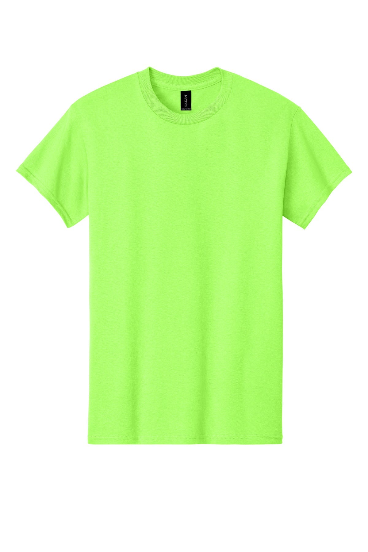 Front View of Neon Green Gildan - Heavy Cotton 100% Cotton T-Shirt. 5000