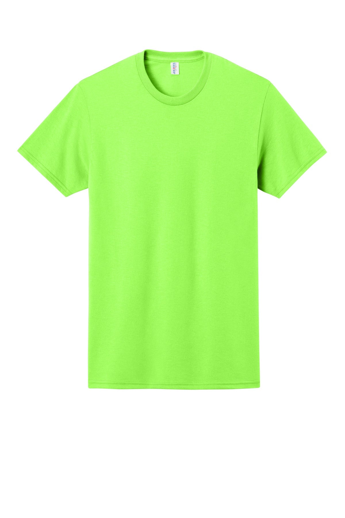 Front View of Neon Green Jerzees - Dri-Power 50/50 Cotton/Poly T-Shirt. 29M