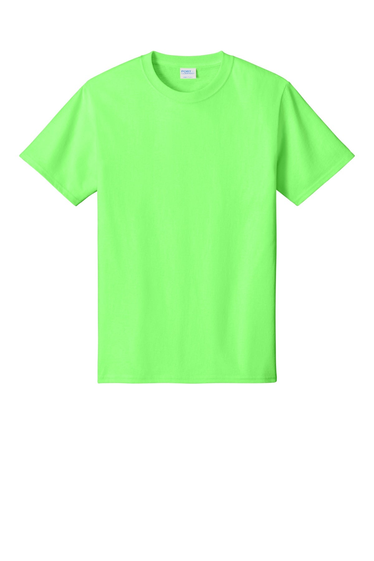Front View of Neon Green Port & Co Tall Core Cotton Tee PC54T