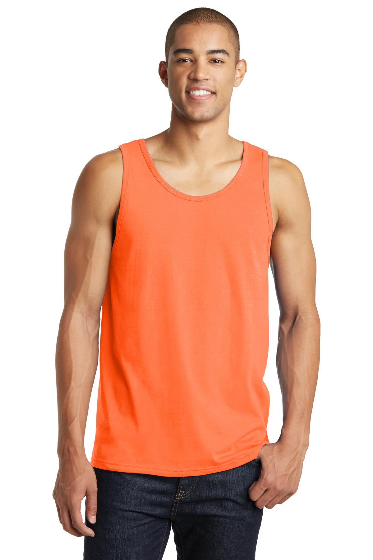 Front View of Neon Orange District The Concert Tank . DT5300