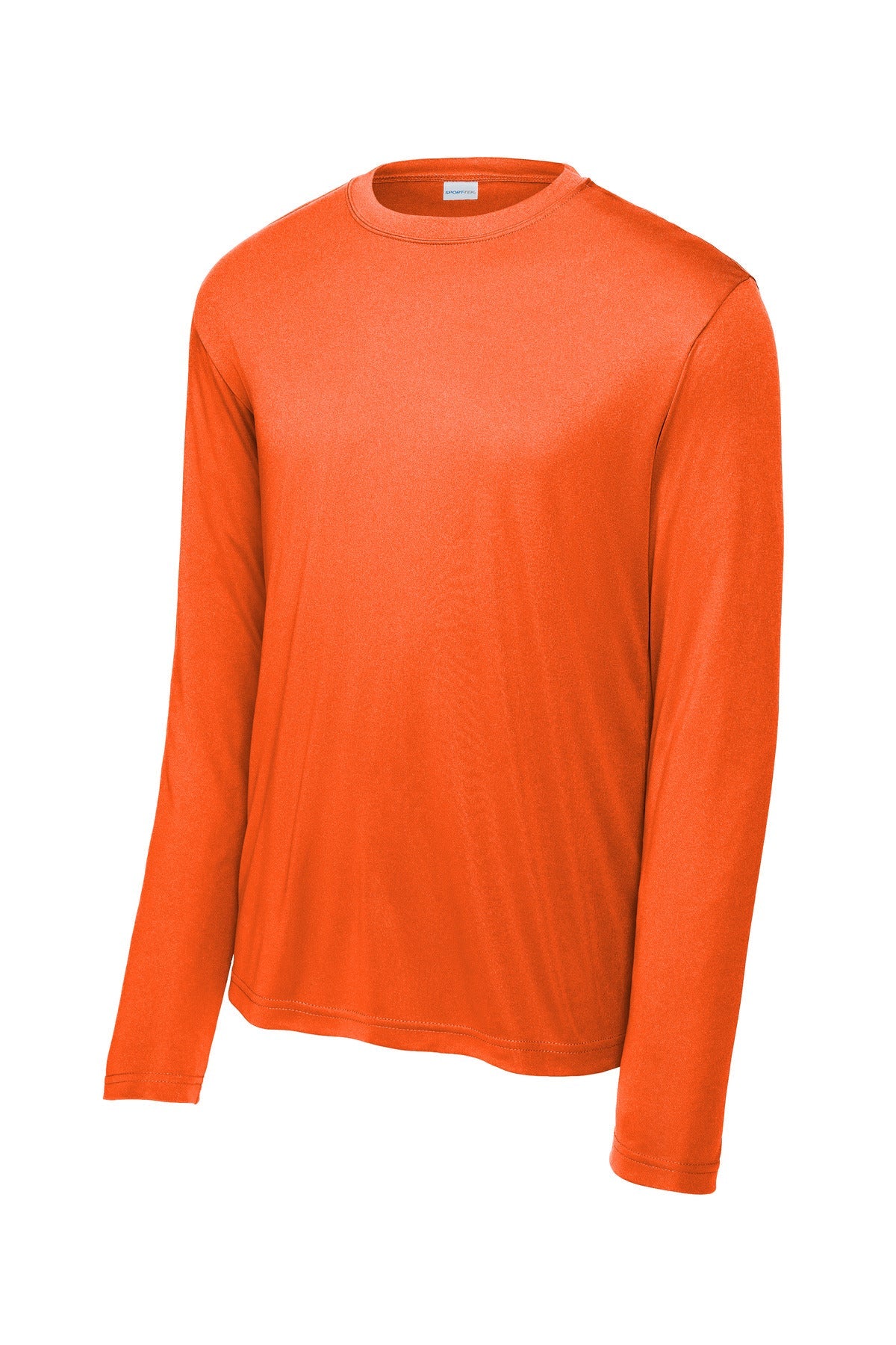 Front View of Neon Orange Sport-Tek Long Sleeve PosiCharge Competitor Tee. ST350LS