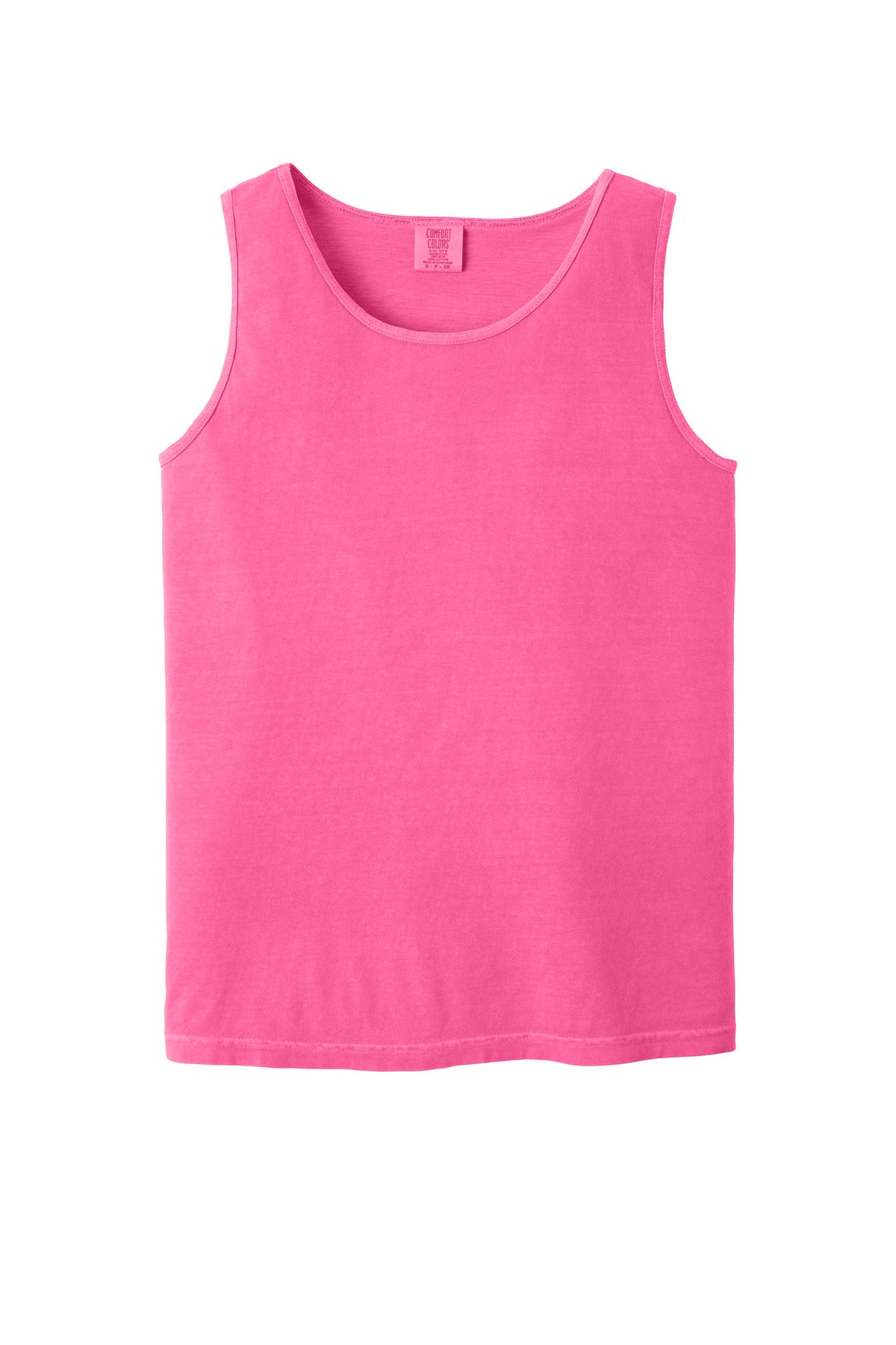 Front View of Neon Pink COMFORT COLORS Heavyweight Ring Spun Tank Top. 9360