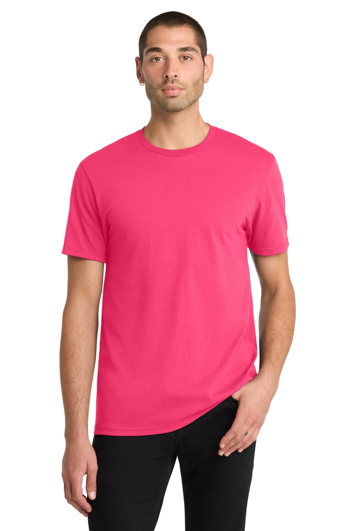 Front View of Neon Pink District The Concert Tee DT5000