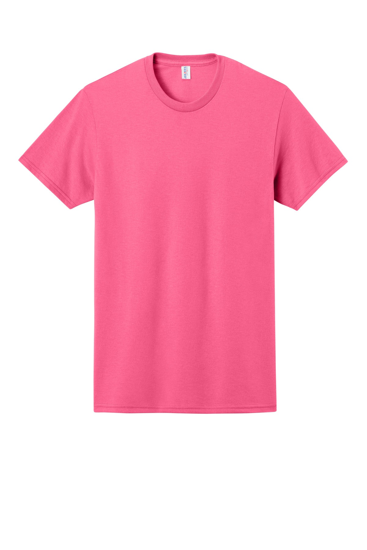 Front View of Neon Pink Jerzees - Dri-Power 50/50 Cotton/Poly T-Shirt. 29M