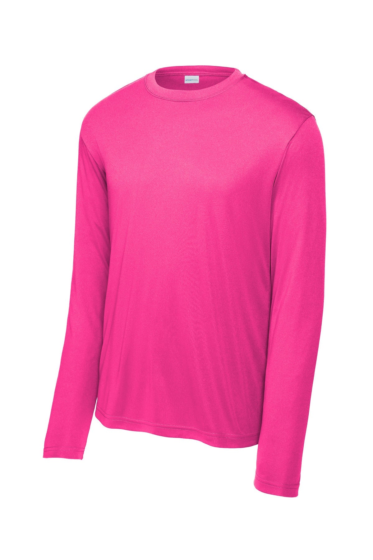 Front View of Neon Pink Sport-Tek Long Sleeve PosiCharge Competitor Tee. ST350LS