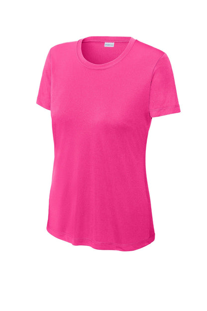 Front View of Neon Pink Sport-Tek Women's PosiCharge Competitor Tee. LST350