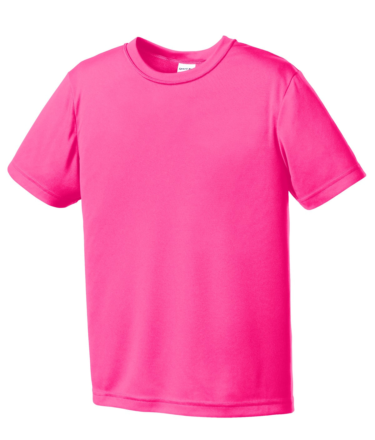 Front View of Neon Pink Sport-Tek Youth PosiCharge Competitor Tee. YST350