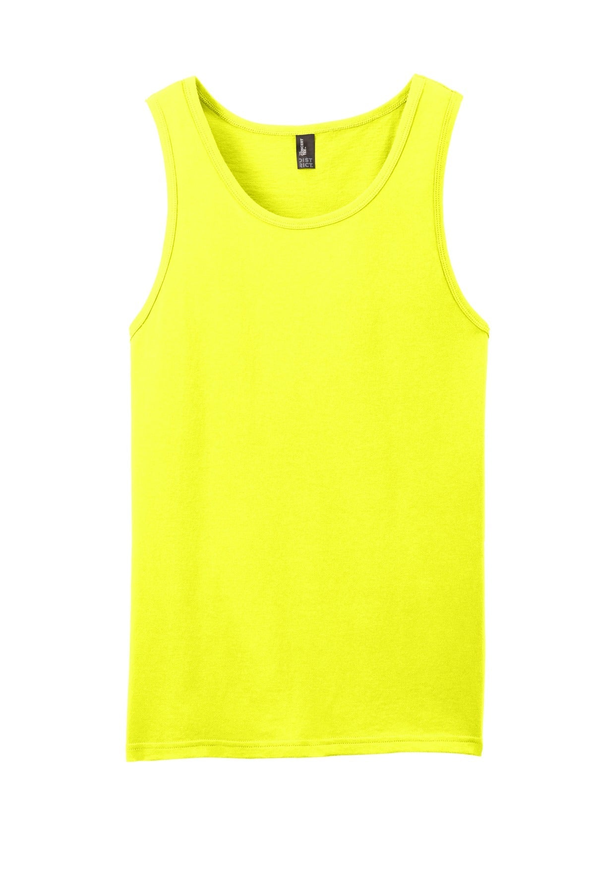 Front View of Neon Yellow District The Concert Tank . DT5300