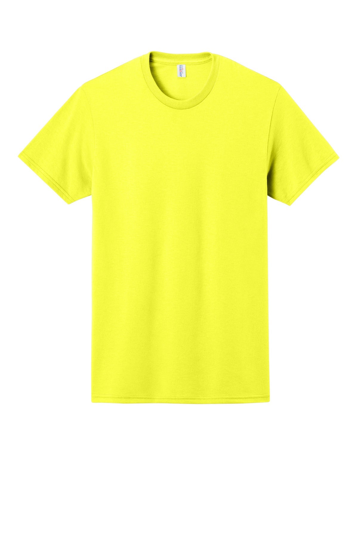 Front View of Neon Yellow Jerzees - Dri-Power 50/50 Cotton/Poly T-Shirt. 29M