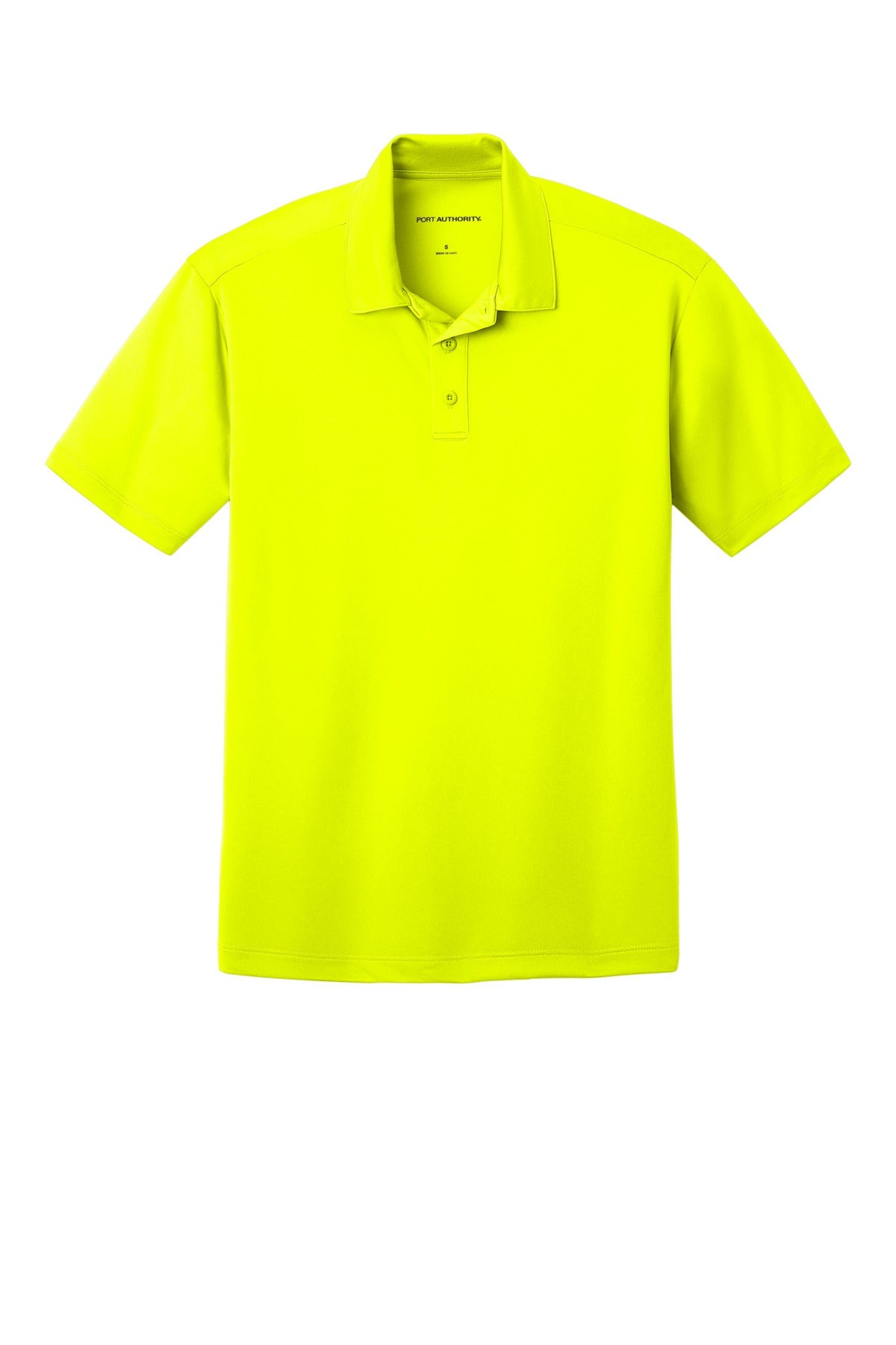 Front View of Neon Yellow Port Authority Silk Touch Performance Polo. K540