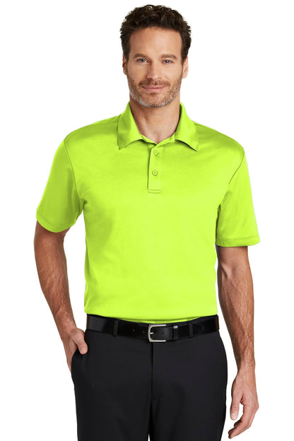 Front View of Neon Yellow Port Authority Silk Touch Performance Polo. K540