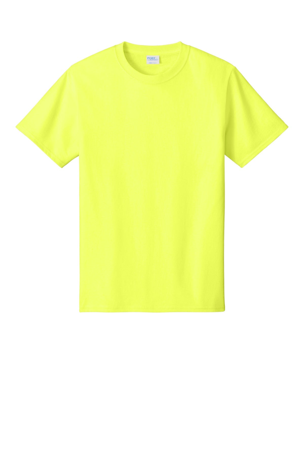 Front View of Neon Yellow Port & Co Tall Core Cotton Tee PC54T