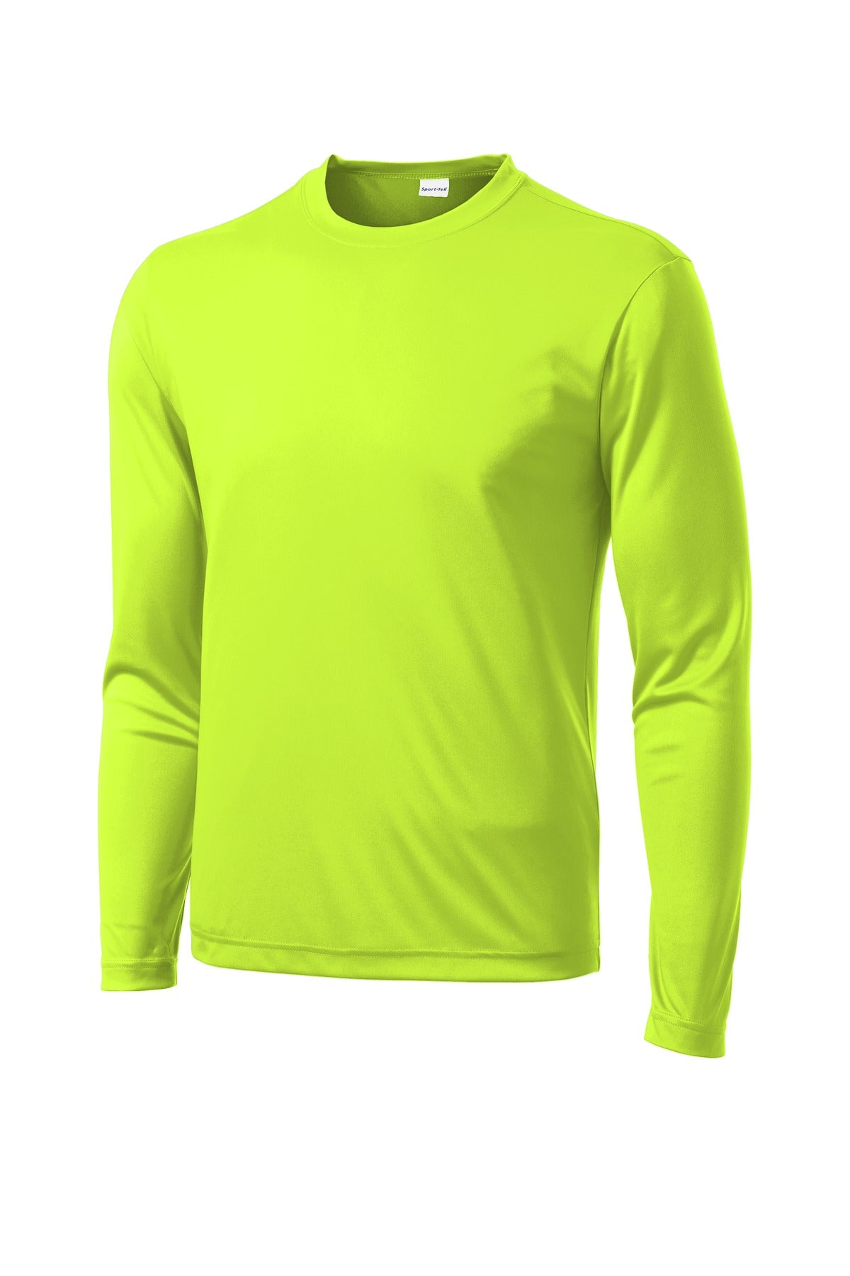 Front View of Neon Yellow Sport-Tek Long Sleeve PosiCharge Competitor Tee. ST350LS