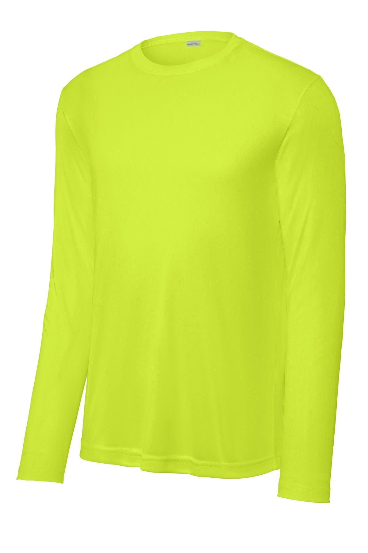 Front View of Neon Yellow Sport-Tek Long Sleeve PosiCharge Competitor Tee. ST350LS