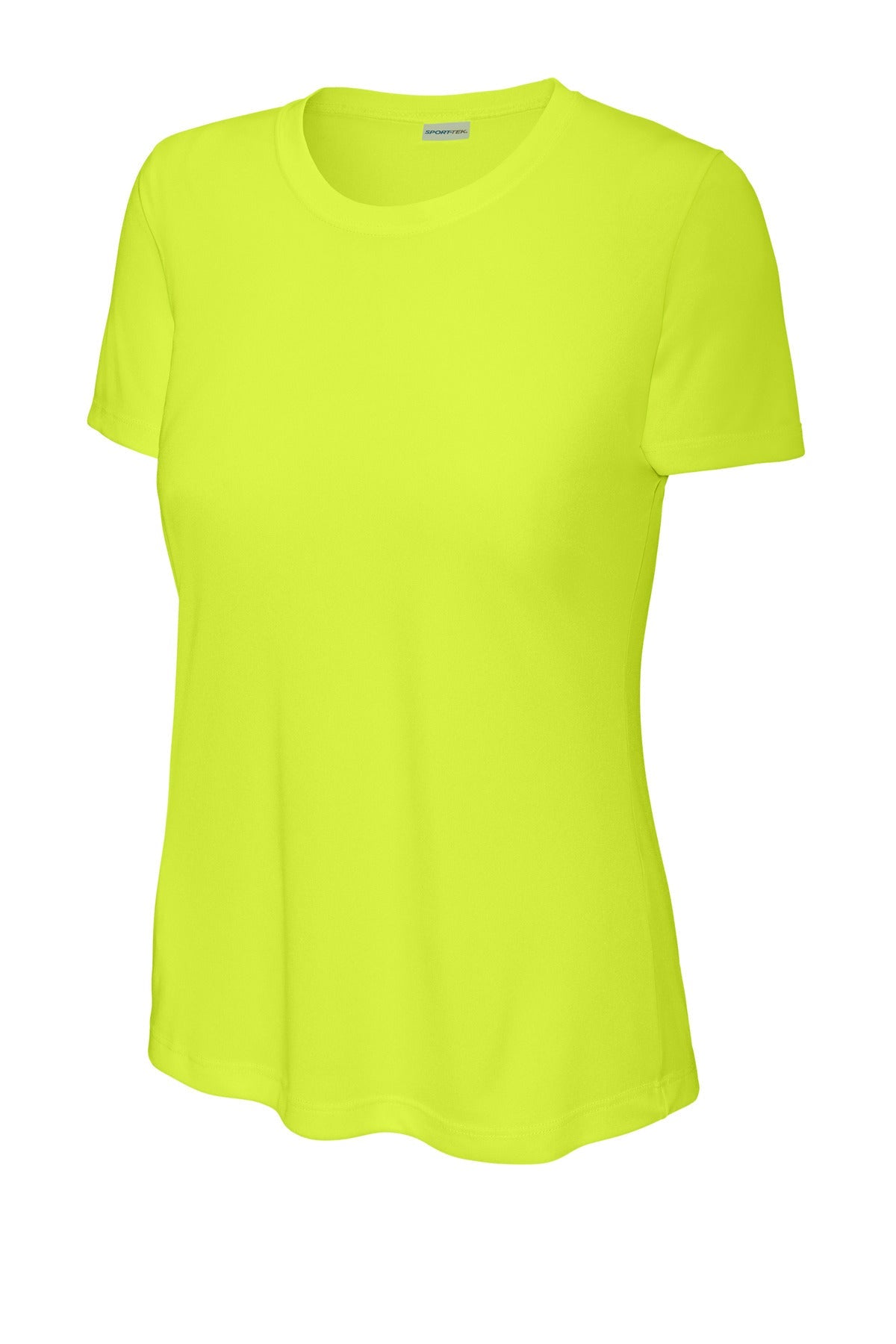 Front View of Neon Yellow Sport-Tek Women's PosiCharge Competitor Tee. LST350