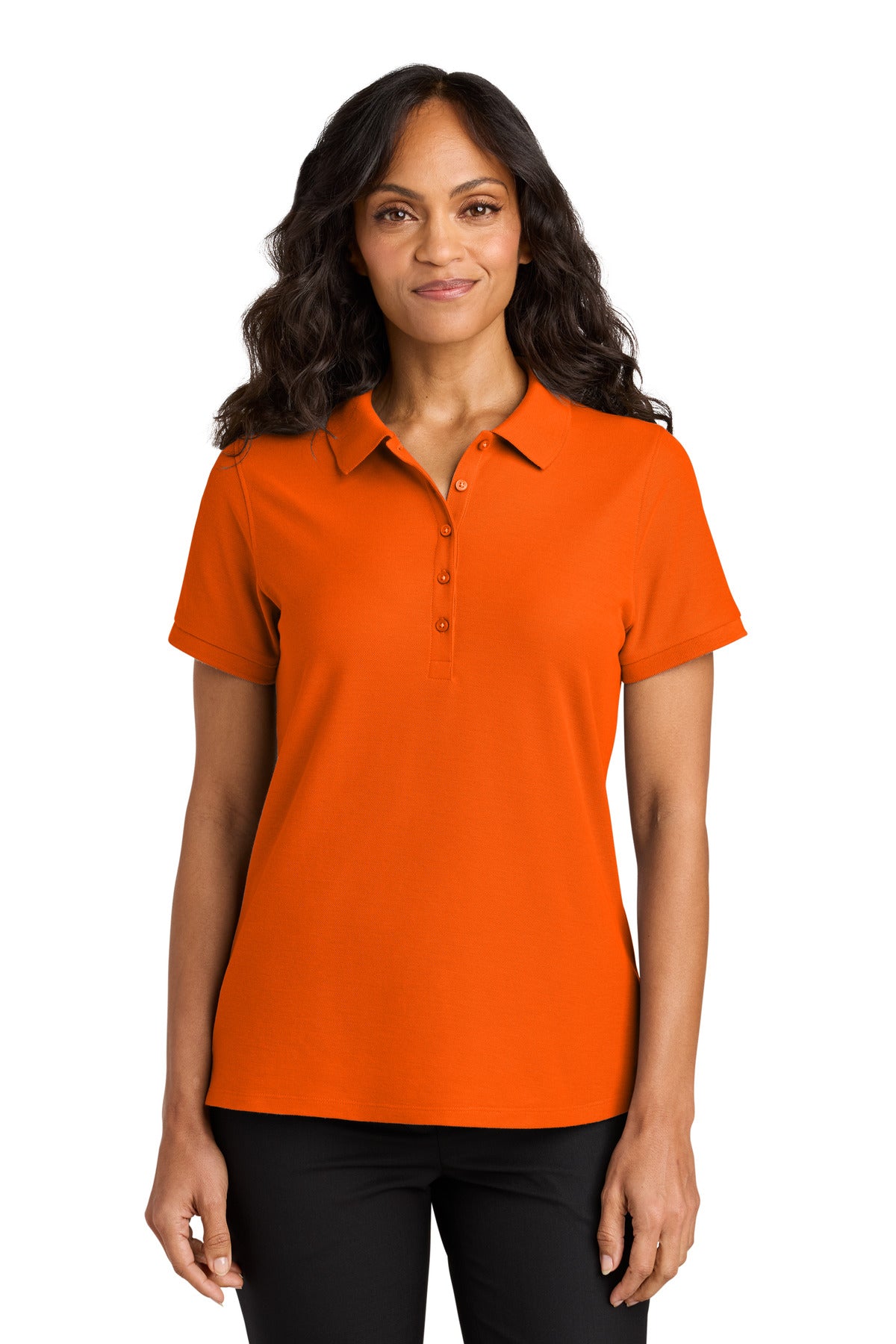 Front View of NeonOrange Port Authority Women's Wearever Signature Pique Polo LK200