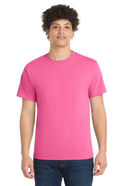 Front View of NeonPink Port & Co Core Blend Tee. PC55
