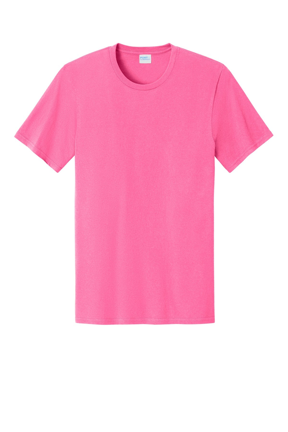 Front View of NeonPink Port & Co Easy Cotton Tee PC43