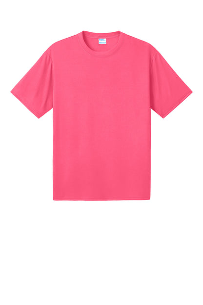 Front View of NeonPink Port & Co PosiPrint Performance Tee PC380DTG