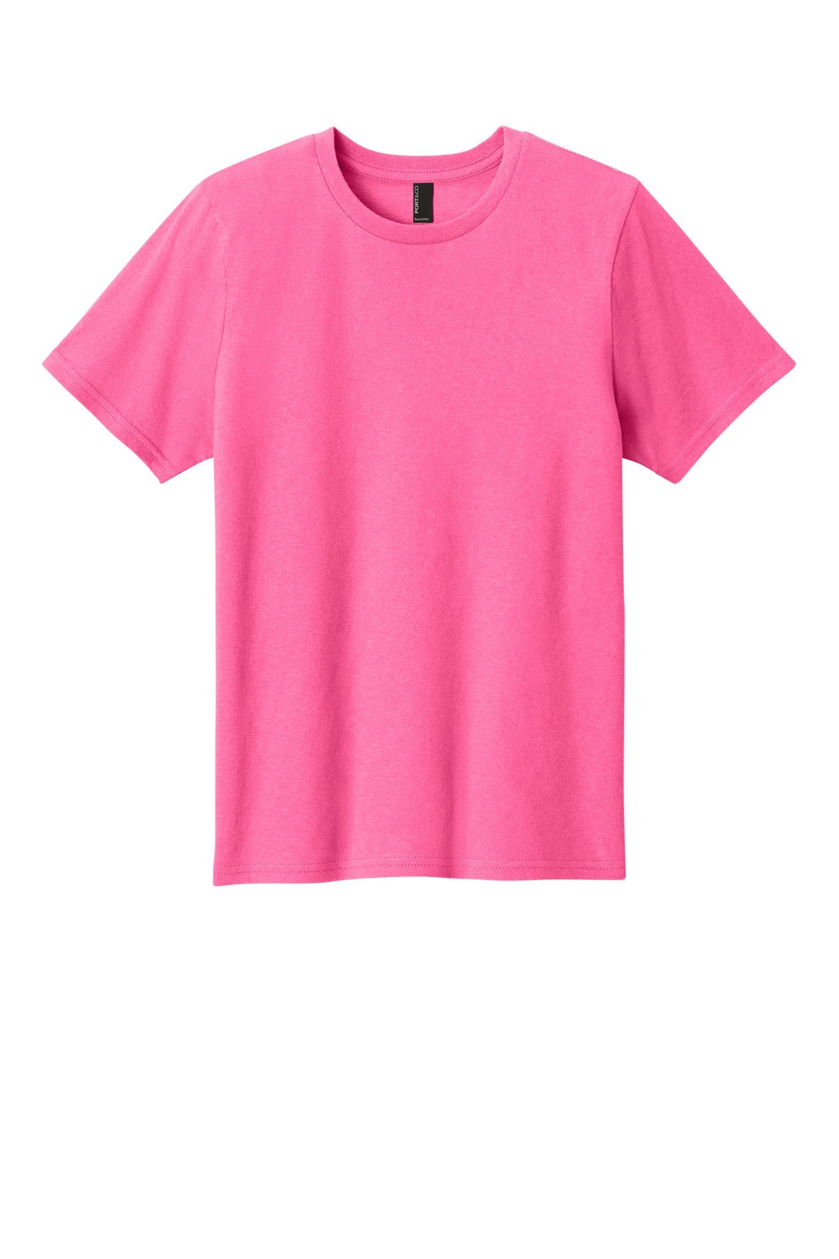 Front View of NeonPink Port & Co Youth Easy Cotton Tee PC43Y