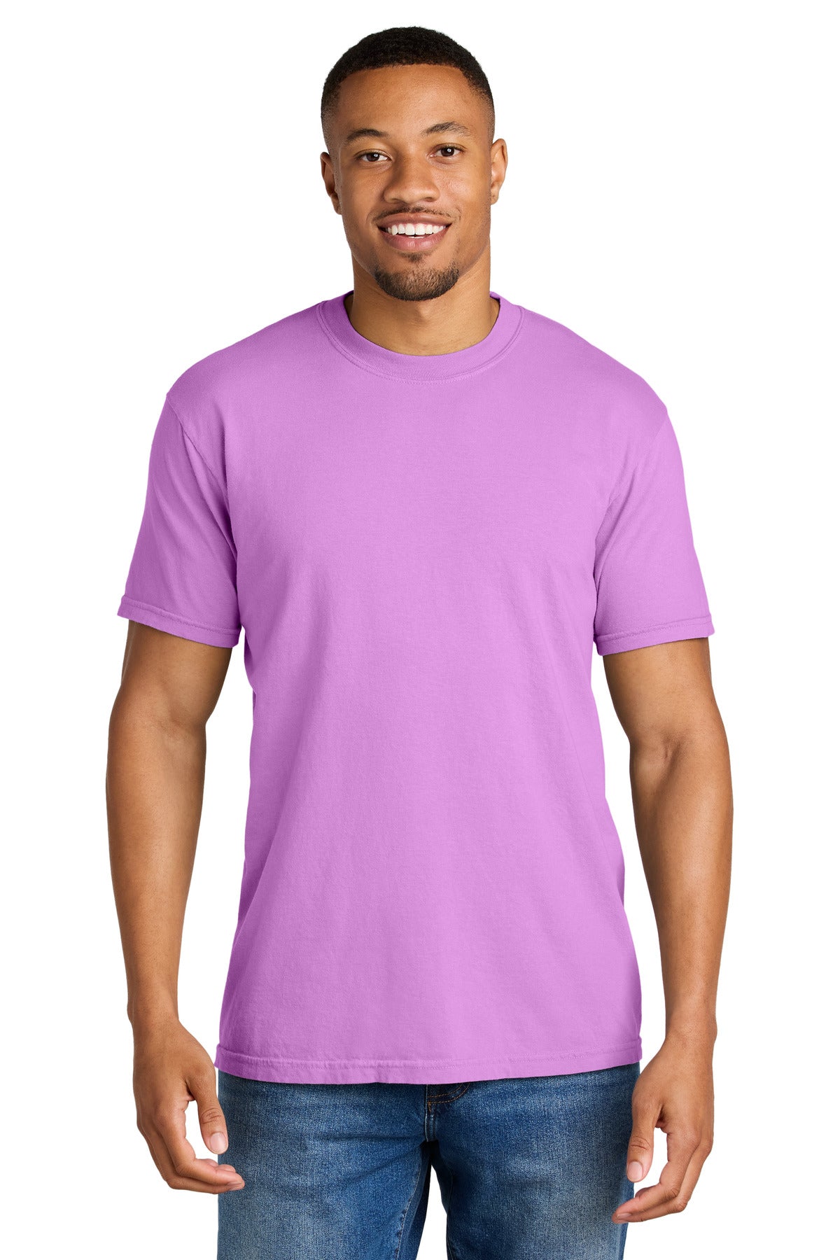 Front View of NeonVio COMFORT COLORS Heavyweight Ring Spun Tee. 1717