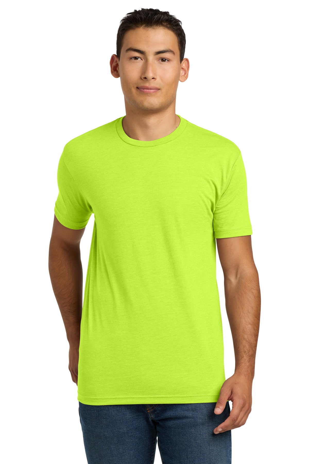 Front View of NeonYellow Next Level Apparel Adult CVC Tee. NL6210