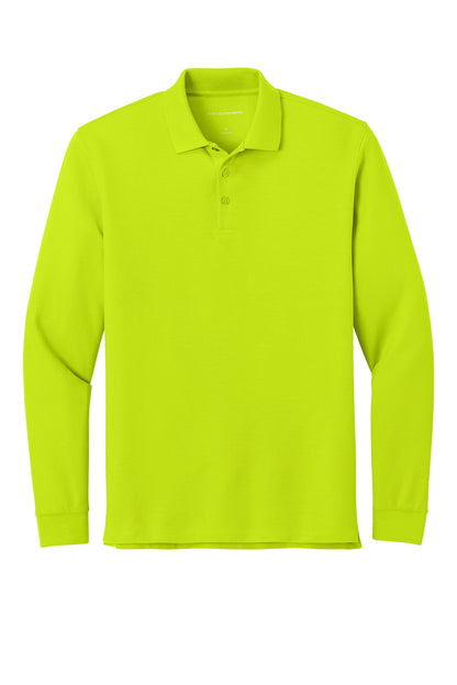 Front View of NeonYellow Port Authority Wearever Signature Pique Long Sleeve Polo K200LS