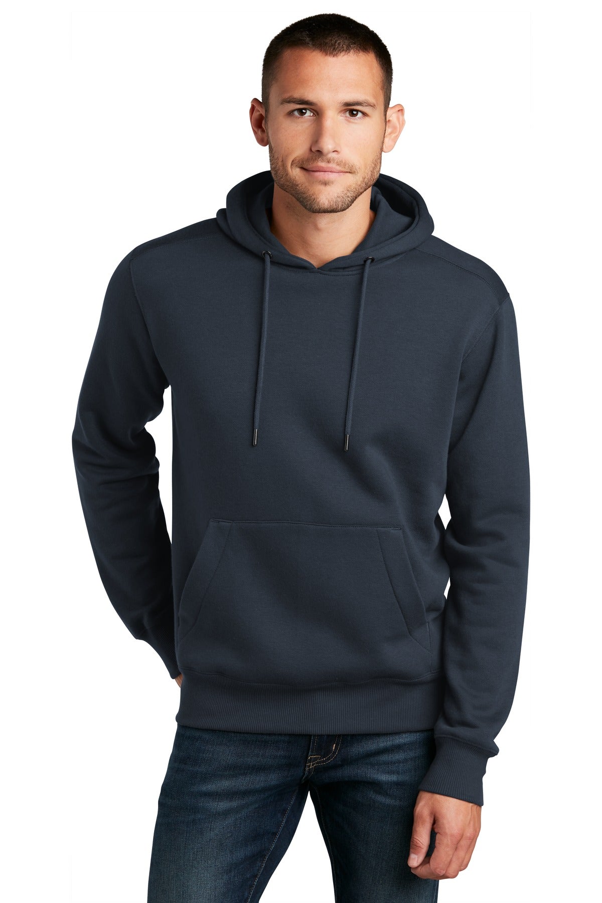 Front View of New Navy District Perfect Weight Fleece Hoodie DT1101