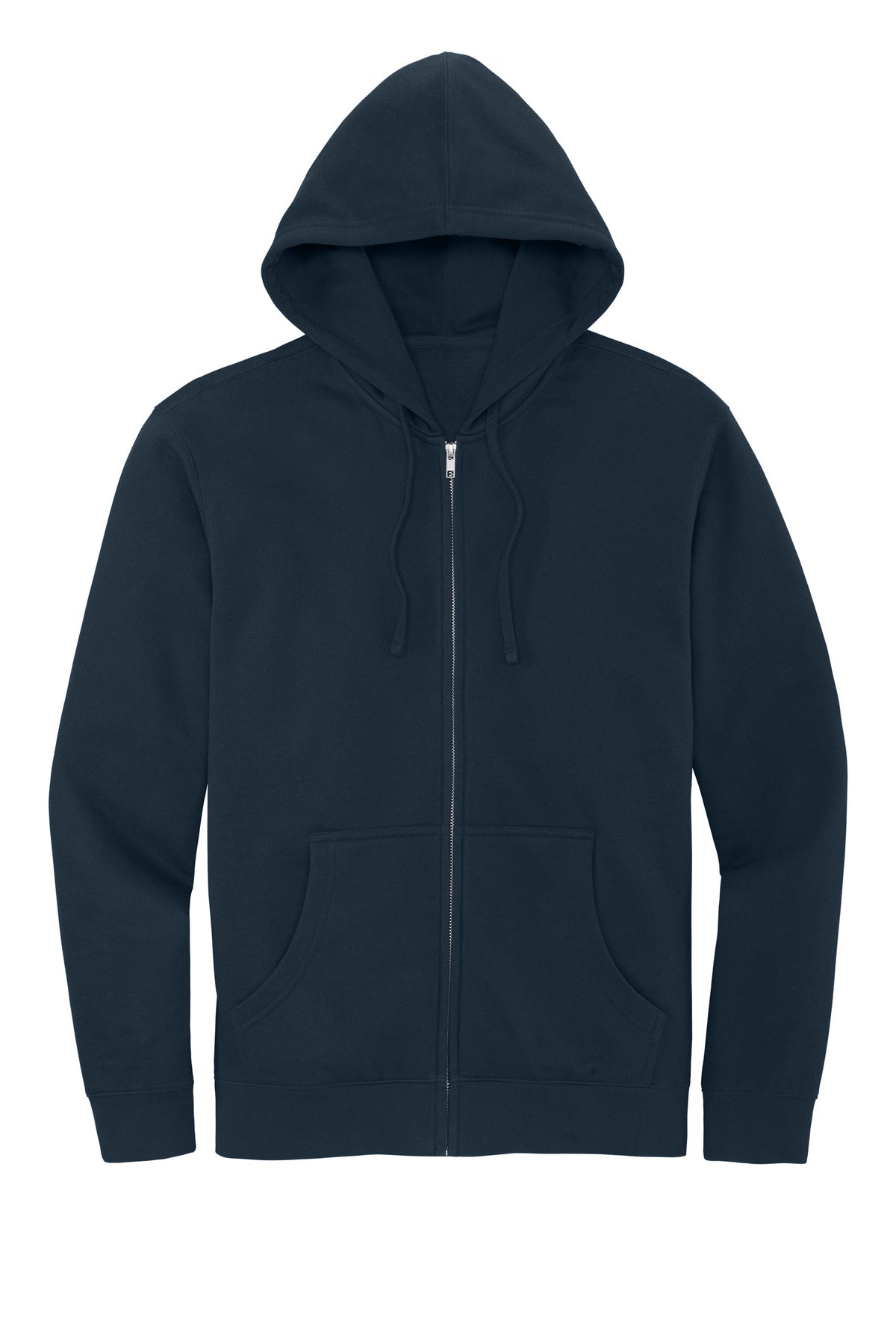 Front View of New Navy District V.I.T. Fleece Full-Zip Hoodie DT6102