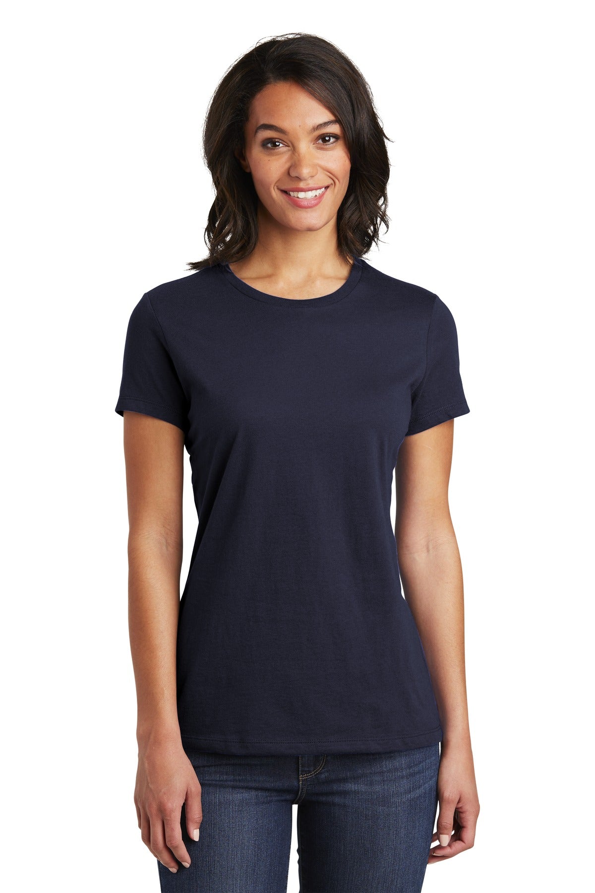 Front View of New Navy District Women's Very Important Tee . DT6002