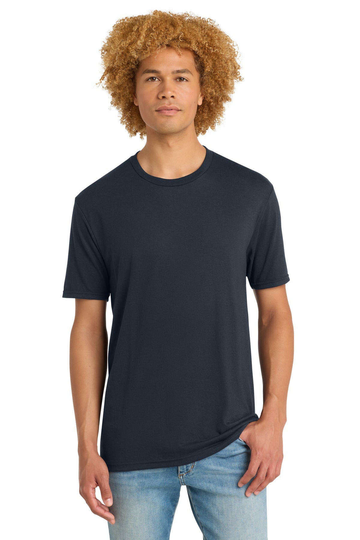 Front View of NewNavy District Perfect Tri DTG Tee DM130DTG