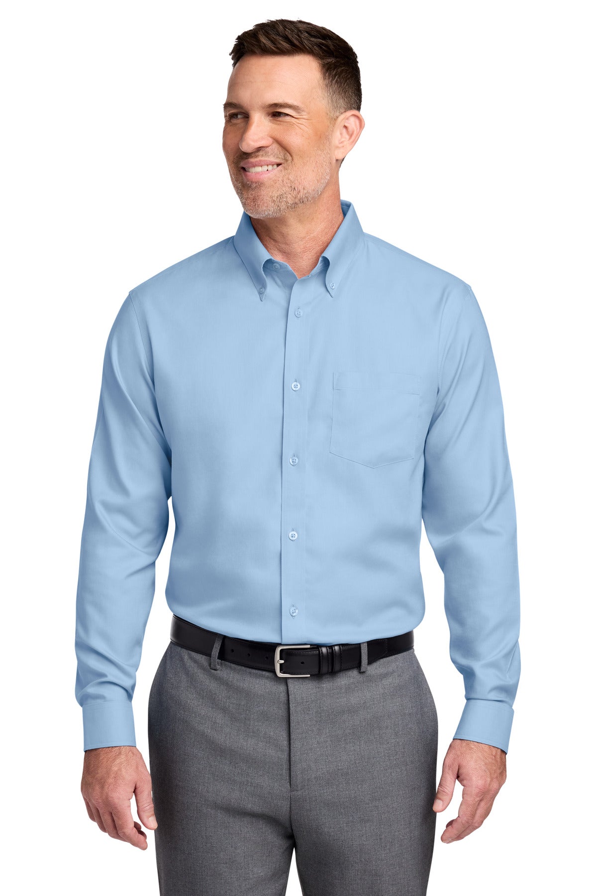Front View of NewportBlu Brooks Brothers Tall Wrinkle-Free Stretch Nailhead Shirt TBB18002
