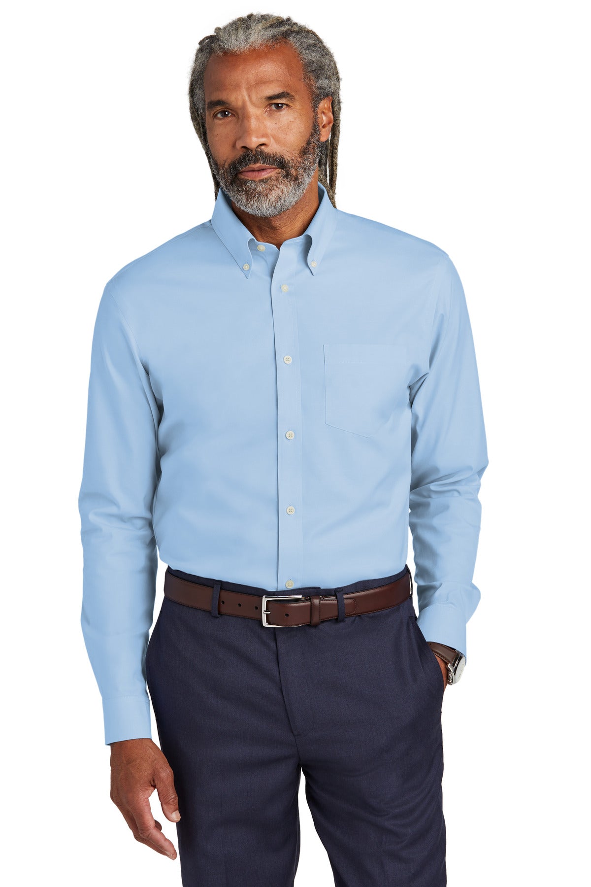 Front View of NewportBlu Brooks Brothers Tall Wrinkle-Free Stretch Pinpoint Shirt TBB18000