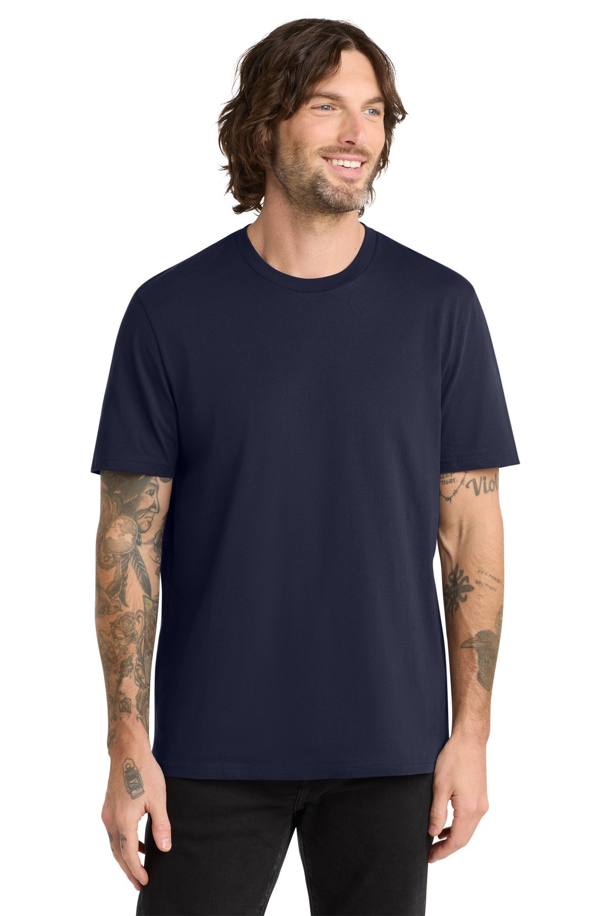Front View of NghtSkyNvy Allmade Unisex Organic Cotton Tee. AL2100