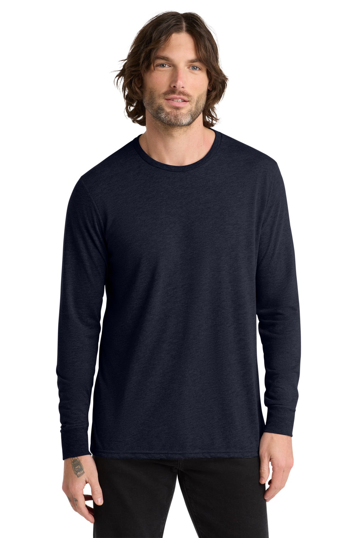 Front View of NghtSkyNvy Allmade Unisex Tri-Blend Long Sleeve Tee AL6004