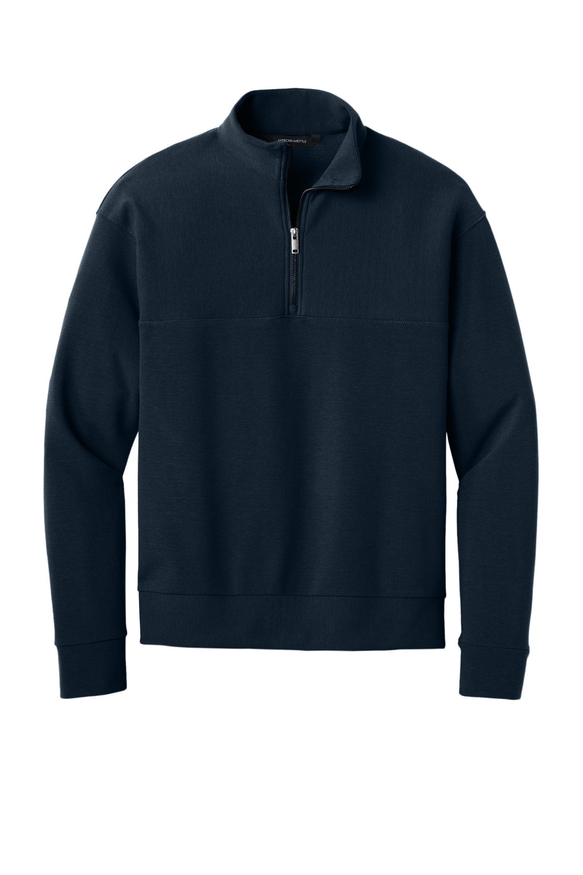 Front View of NightNavy Mercer+Mettle Linear Texture 1/4-Zip MM3040
