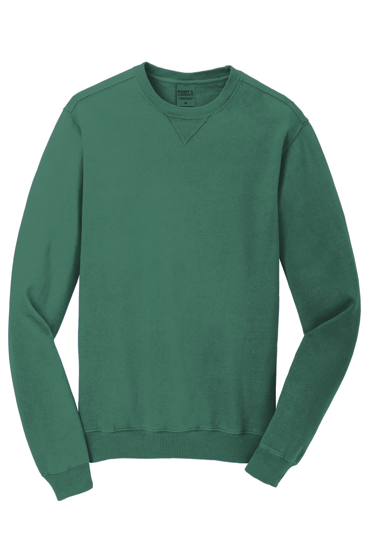 Front View of NordicGrn Port & Co Beach Wash Garment-Dyed Crewneck Sweatshirt PC098