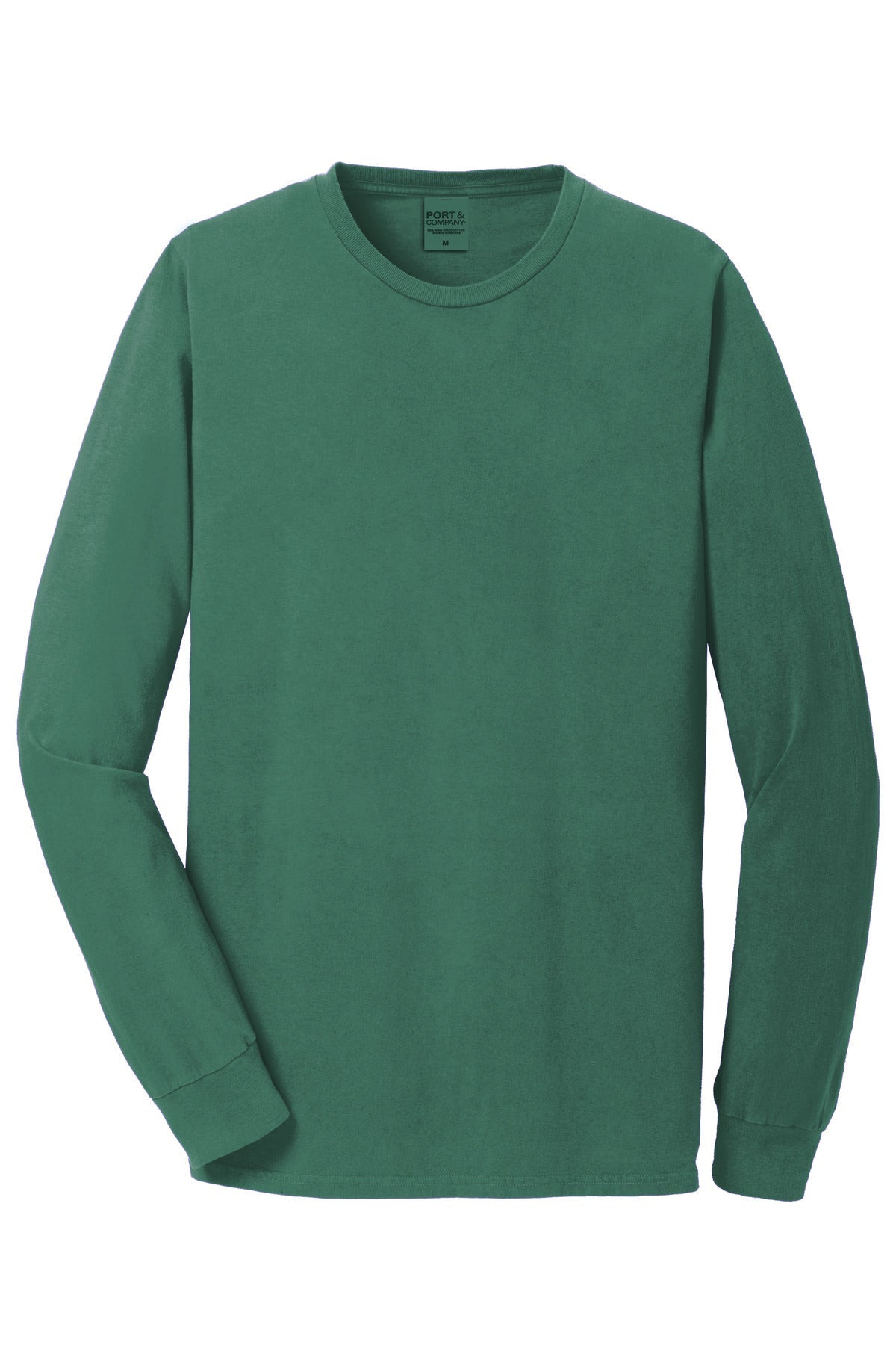 Front View of NordicGrn Port & Co Beach Wash Garment-Dyed Long Sleeve Tee PC099LS