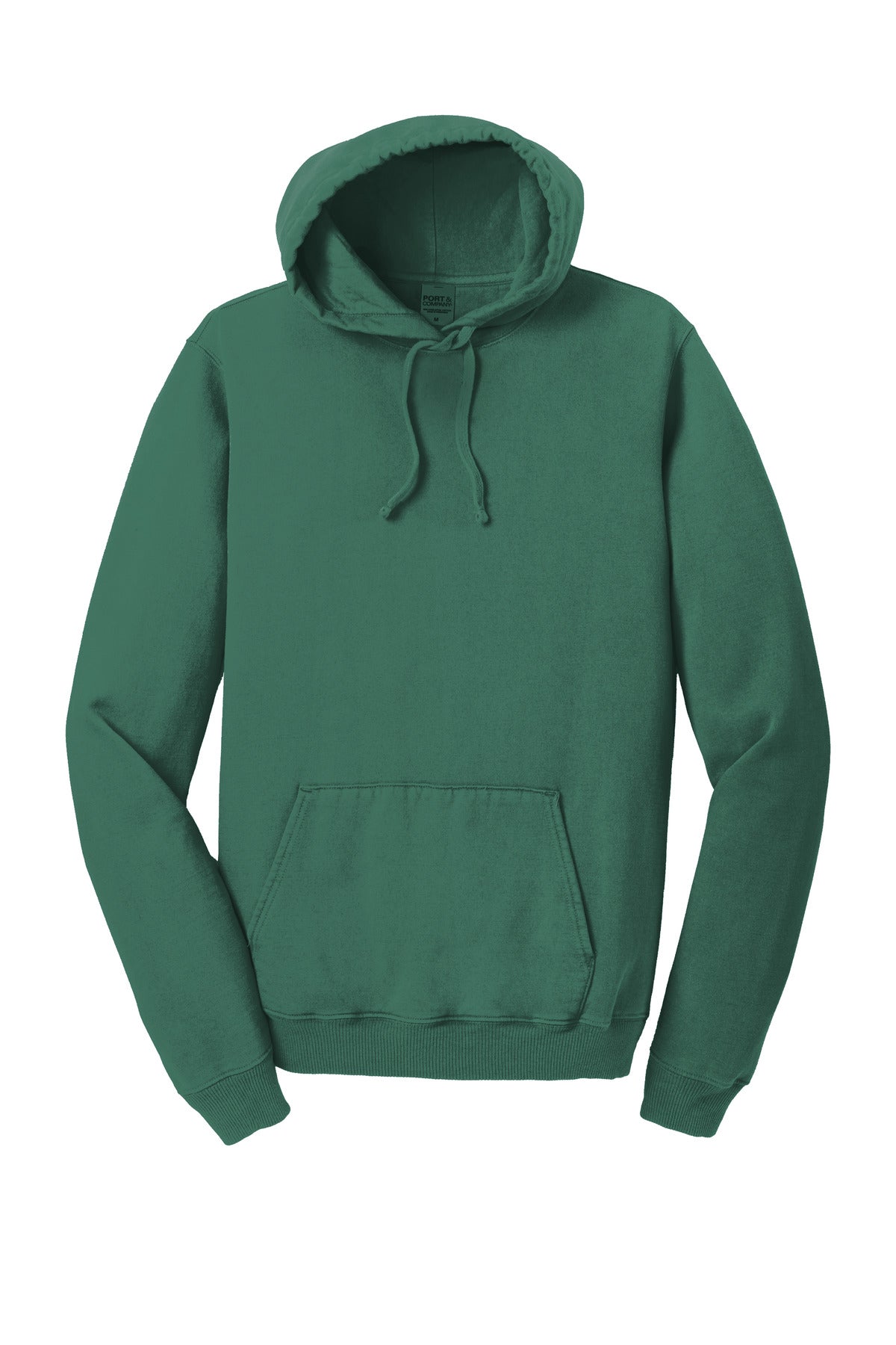 Front View of NordicGrn Port & Co Beach Wash Garment-Dyed Pullover Hooded Sweatshirt. PC098H