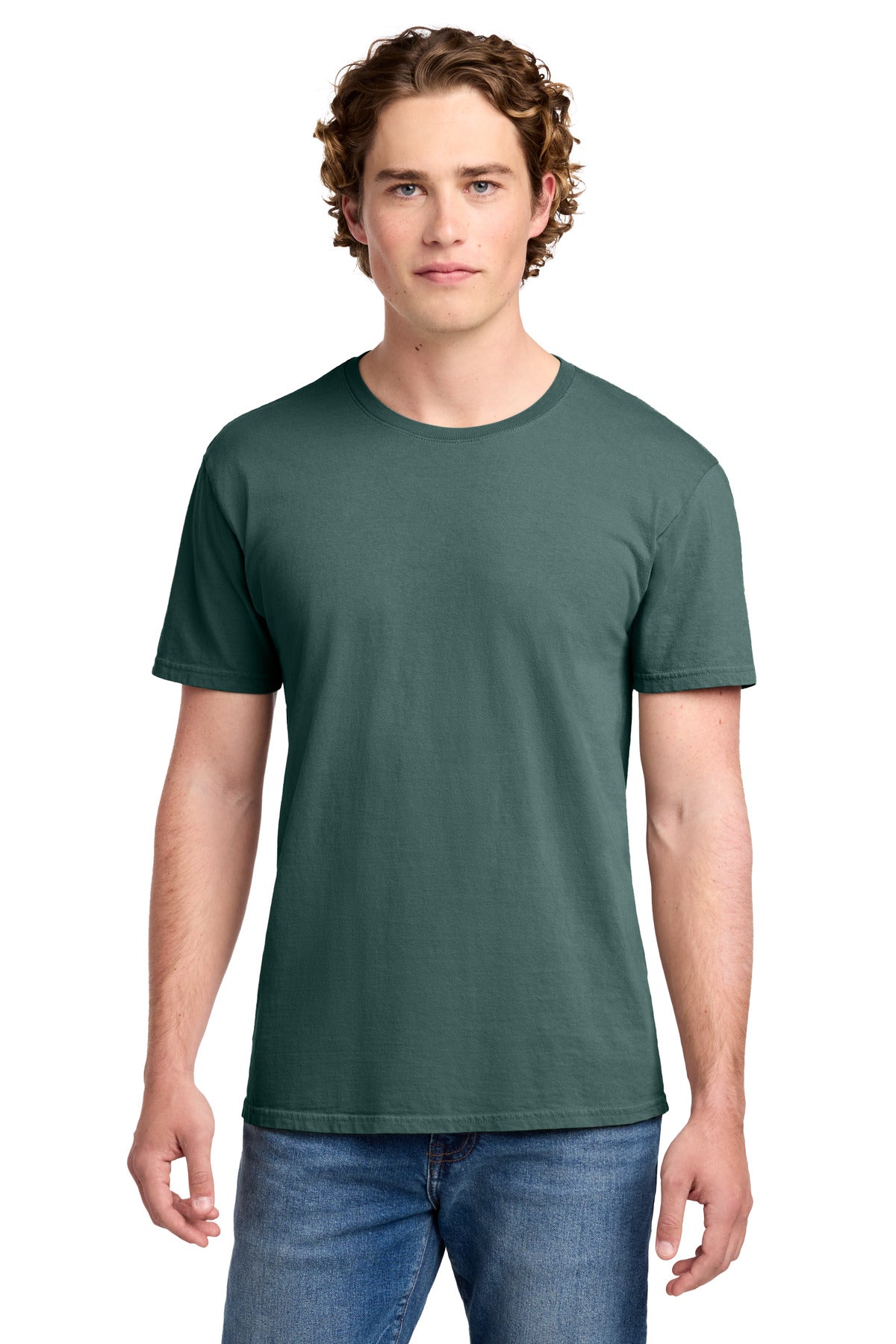 Front View of NordicGrn Port & Co Beach Wash Garment-Dyed Tee. PC099