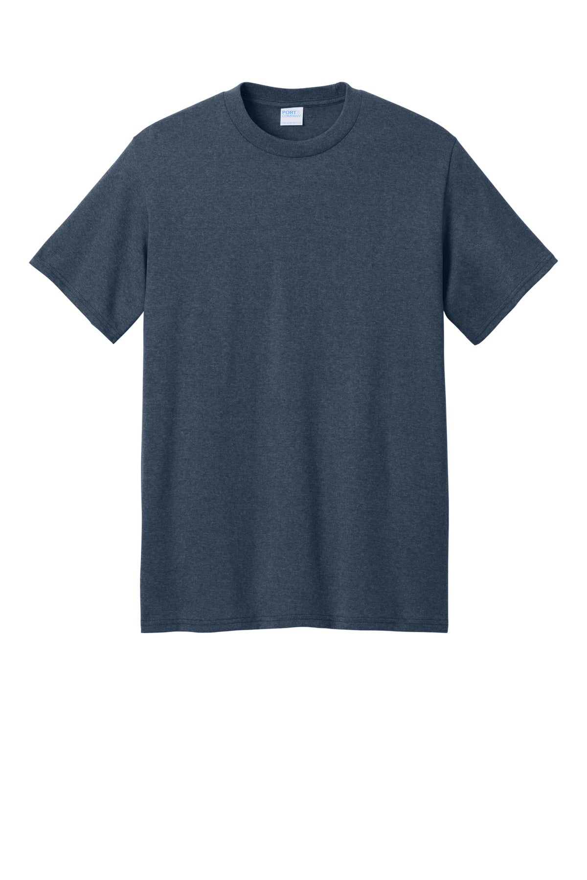 Front View of NvyBluHthr Port & Co Core Blend Recycled Tee PC01