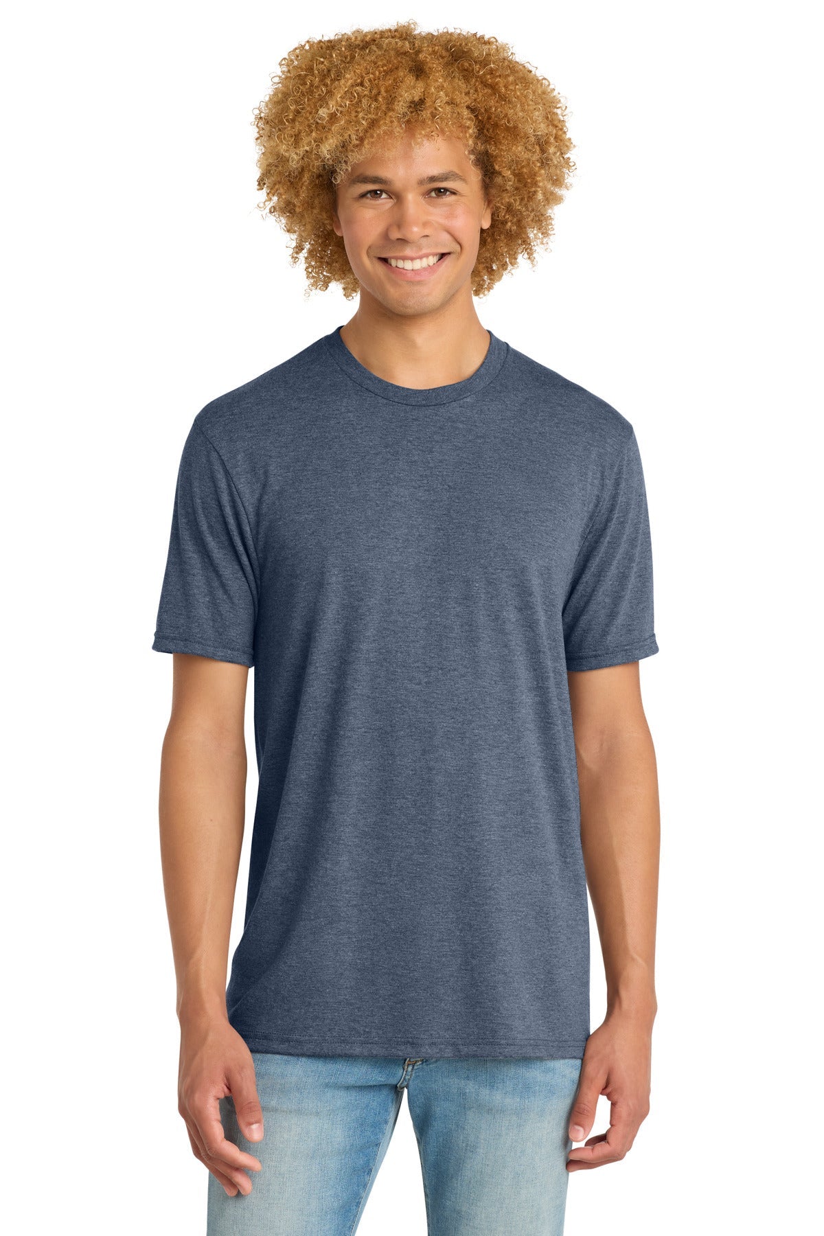 Front View of NvyFrost District Perfect Tri DTG Tee DM130DTG