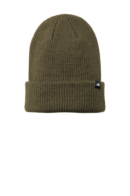 Front View of NwTaupeGn The North Face Truckstop Beanie NF0A5FXY