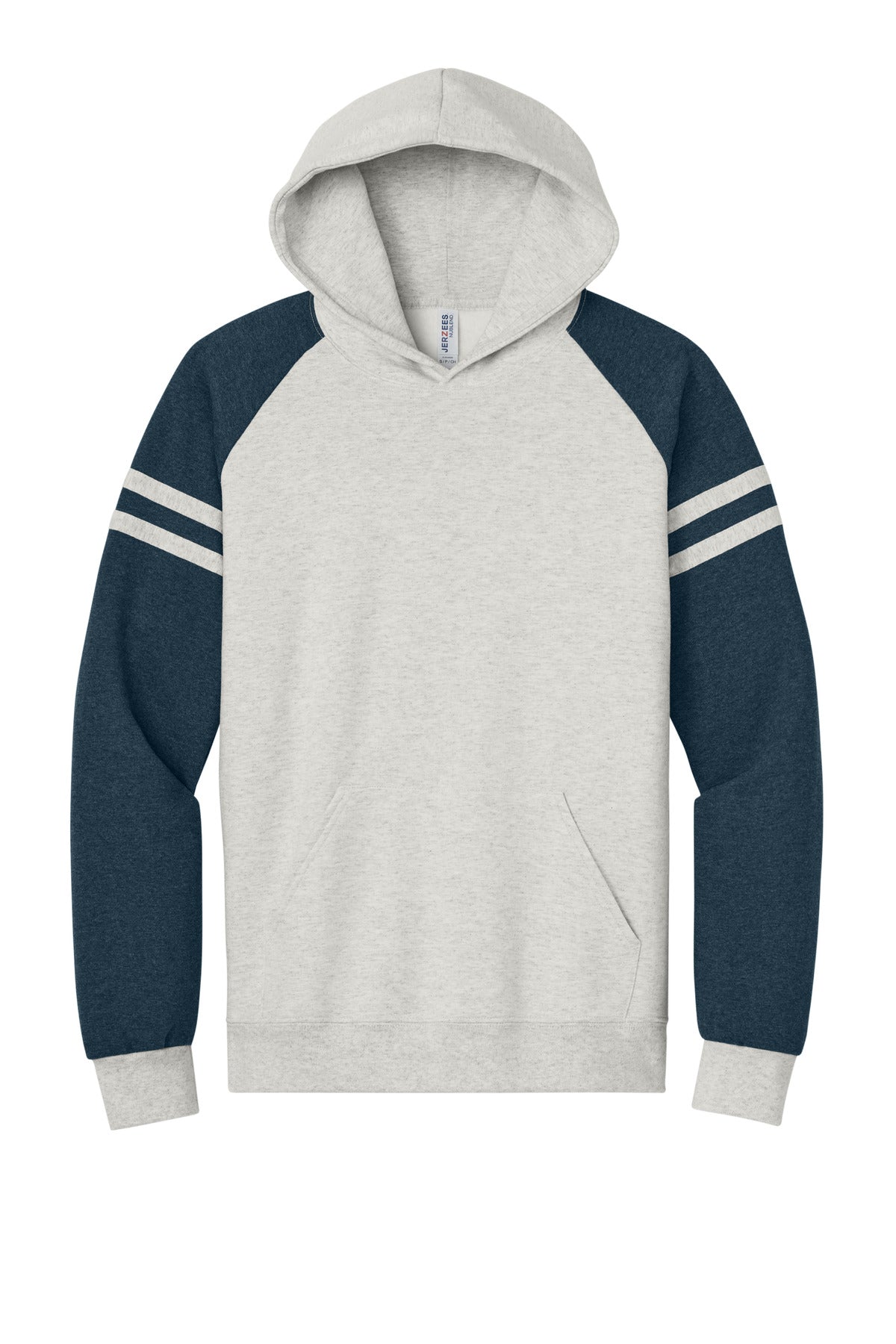 Front View of OatH/IdgHt Jerzees Unisex NuBlend Varsity Colorblock Hooded Sweatshirt 97C