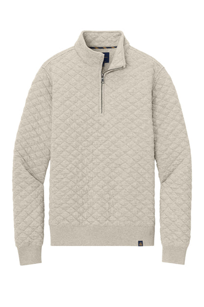 Front View of OatHthr Brooks Brothers Diamond Quilt 1/4-Zip BB18212